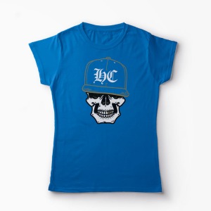 Tricou Craniu Hip-Hop Hardcore - Femei-Albastru Regal